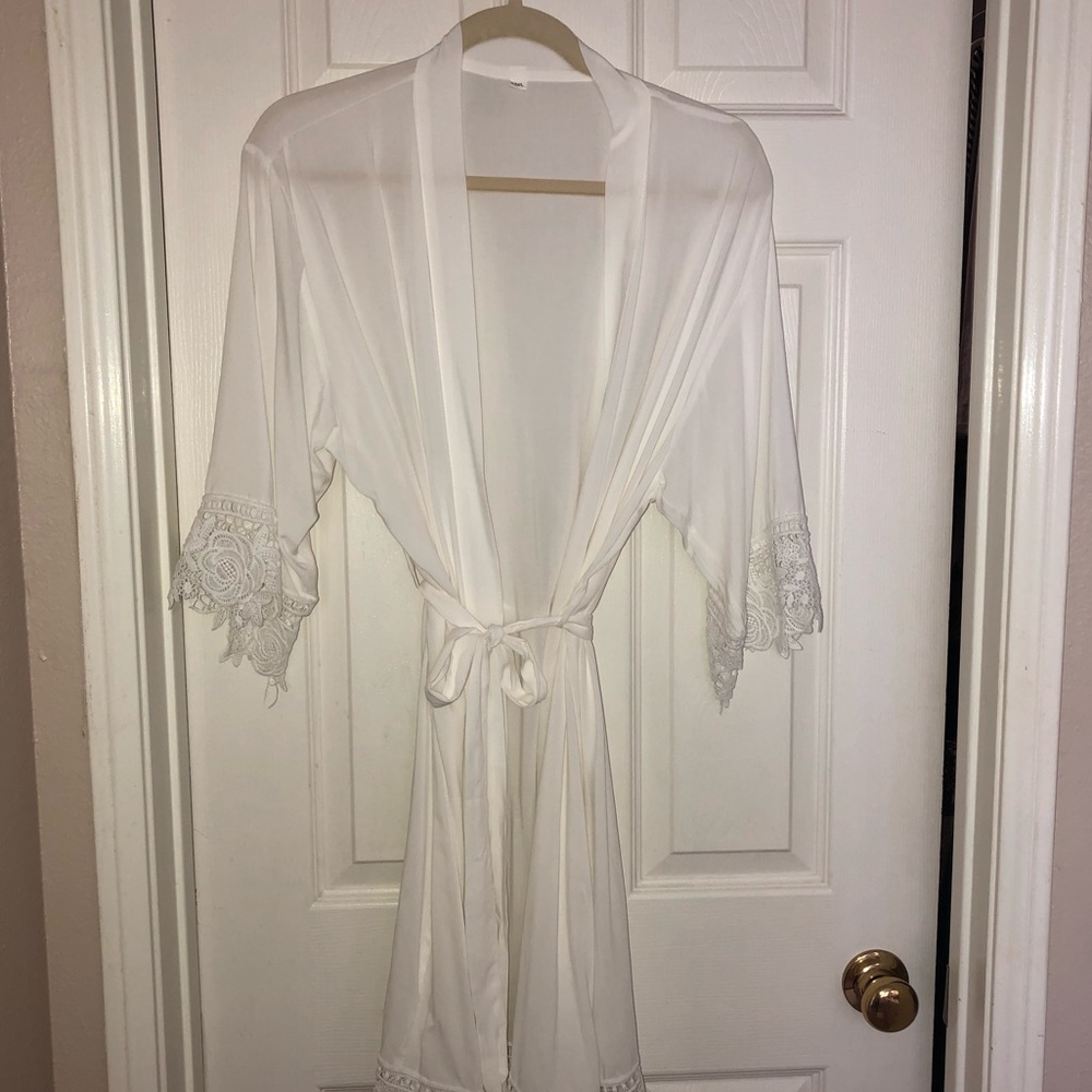 White robe with lace